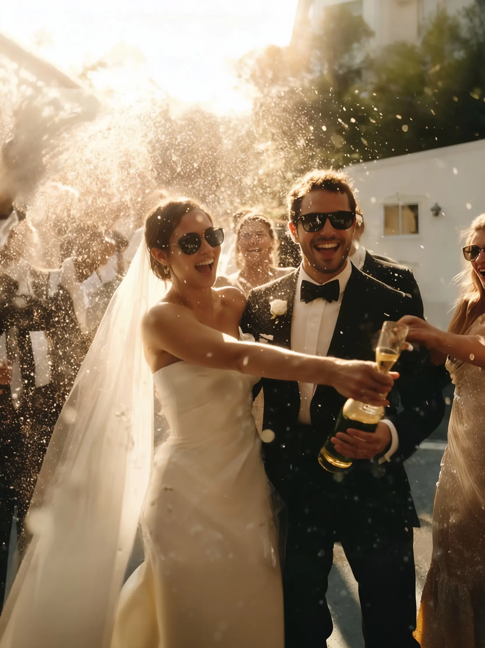 Invitados en una boda participando por QR