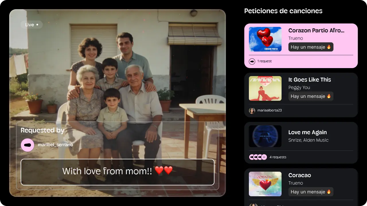 Invitados enviando fotos y mensajes a la pantalla de una boda