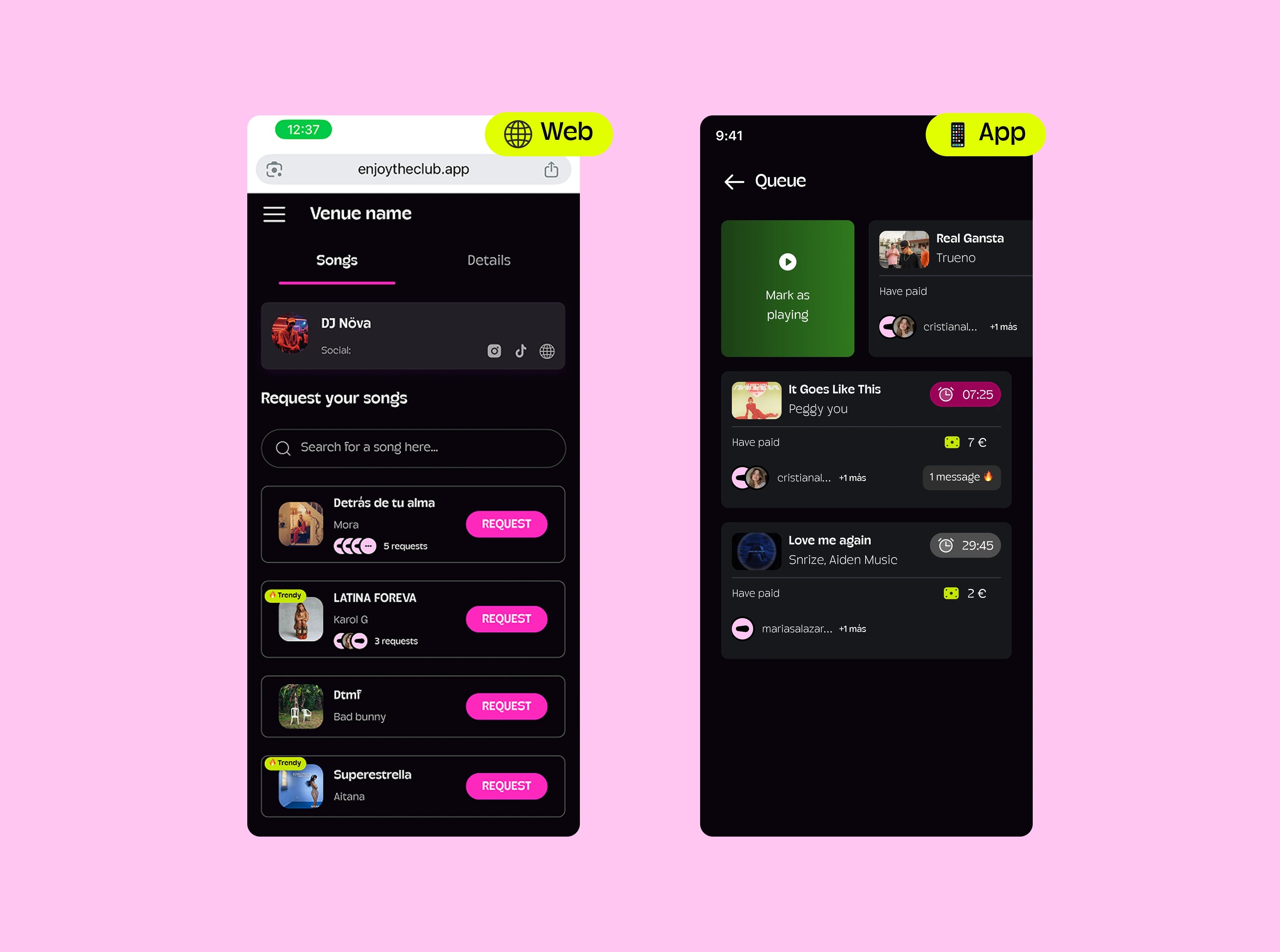 Invitados enviando peticiones de canciones por QR