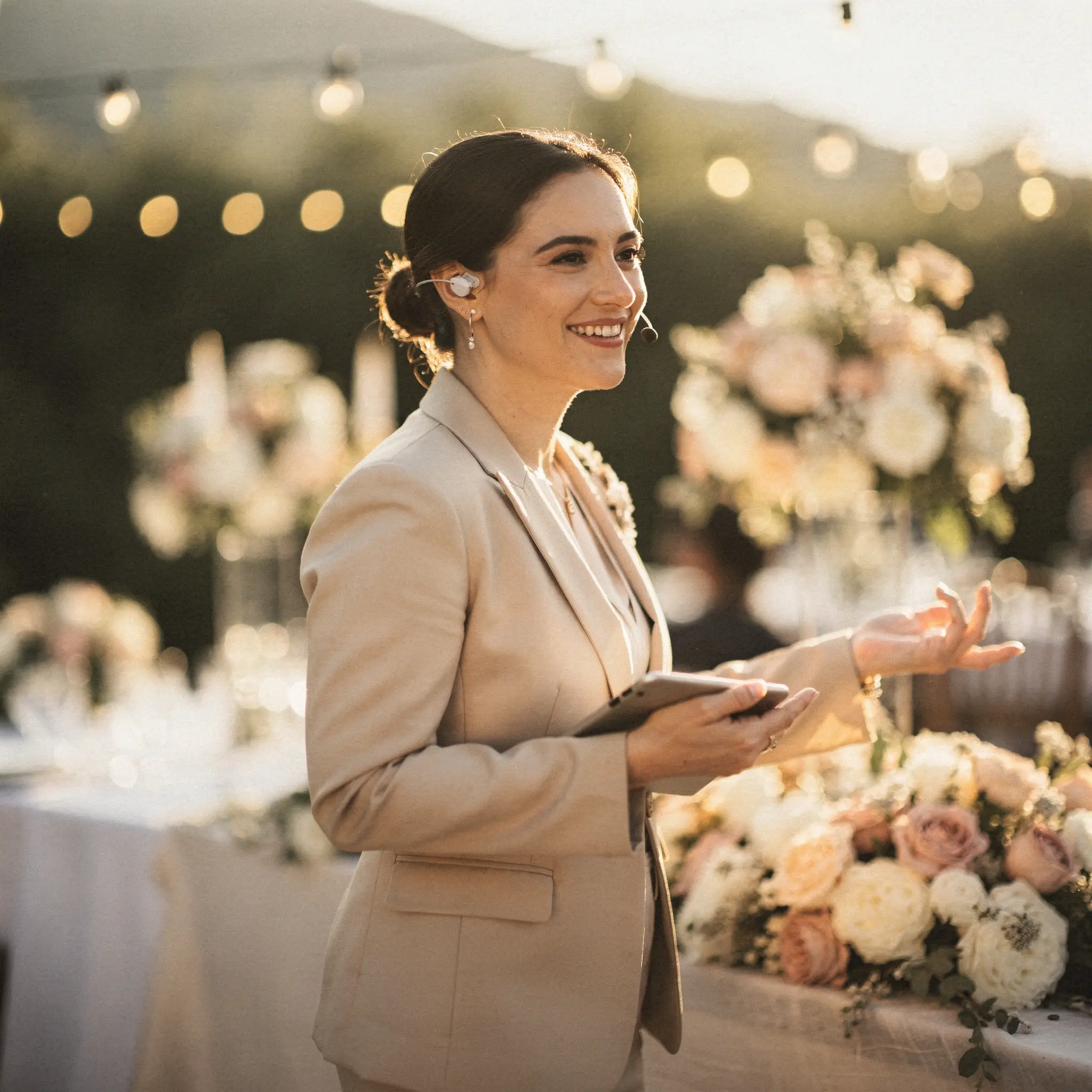 Wedding planner coordinando un evento